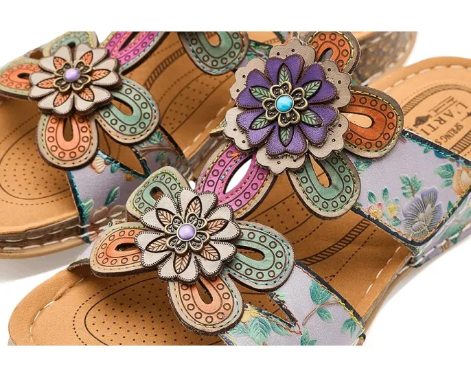 L'Artiste by Spring Step Сандалии Beaudie с ручной росписью и цветами из кожи