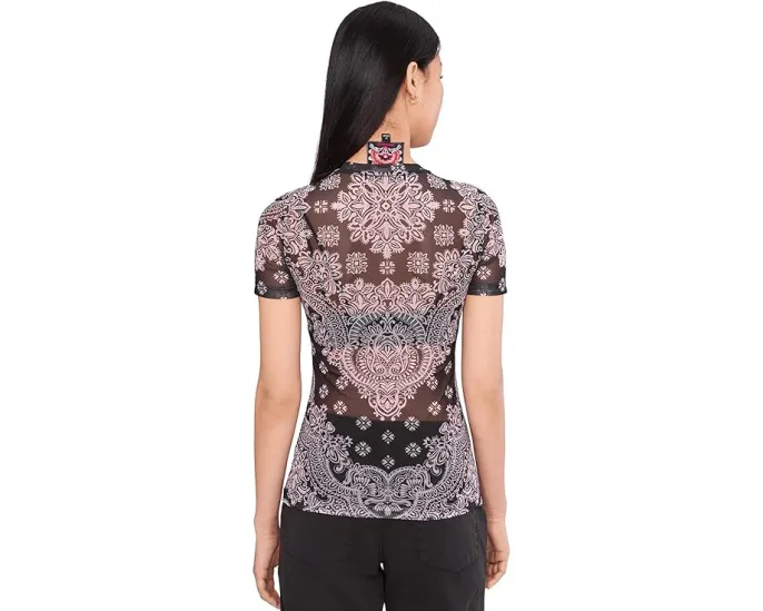 Топ Eleanor Johnny Was из сетки с коротким рукавом