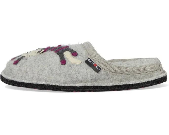 Тапочки Haflinger Katze из вареной шерсти с вышивкой