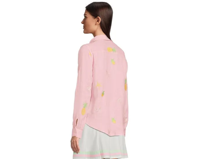 Рубашка из льна Lilly Pulitzer Sea View с накладными карманами