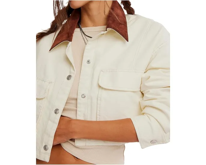 Короткая куртка Free People Martha из хлопкового твила с накладными карманами