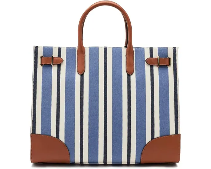 Lauren Ralph Lauren большая сумка тоут Devyn из полосатого холста с кожаными деталями