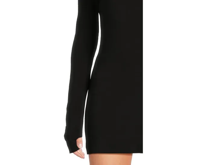 Облегающее платье-пиклбол Long Sleeve Slim Fit Turtleneck Pickleball Dress от Norma Kamali с водолазкой и встроенным боди