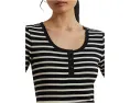 Топ Lauren Ralph Lauren в рубчик с рукавом три четверти и полоской