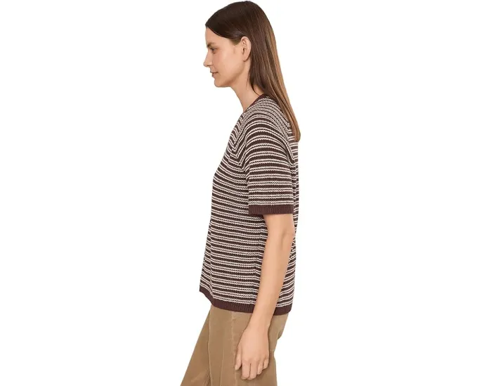 Футболка Faherty Miramar Linen Tee с рукавами три четверти и полосатым принтом