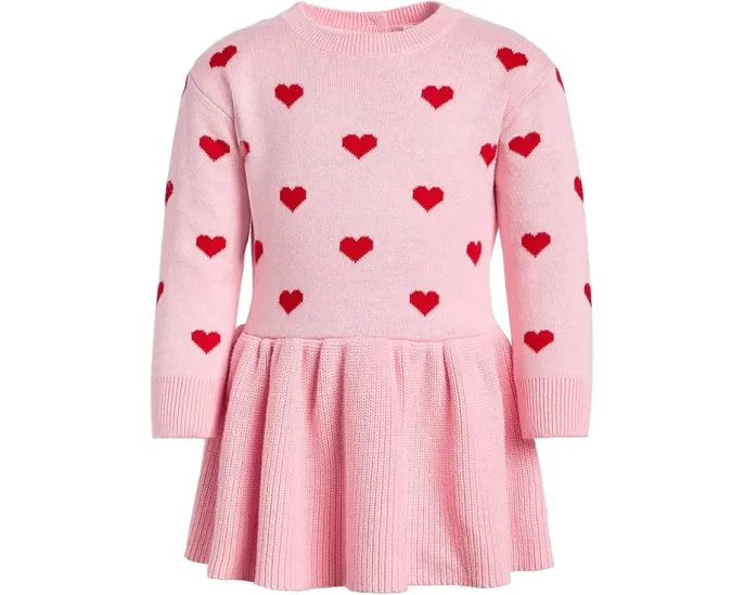 Janie and Jack платье-свитер для малышей с сердечками и длинными рукавами