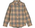 Длинная рубашка Owen Check в клетку Sand от Burberry Kids