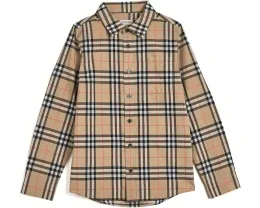 Длинная рубашка Owen Check в клетку Sand от Burberry Kids