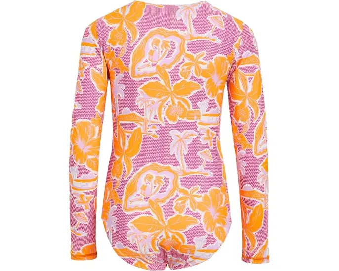 Детское обратное купальник Maaji Kids Flamingo Glow Miku с длинными рукавами и молнией