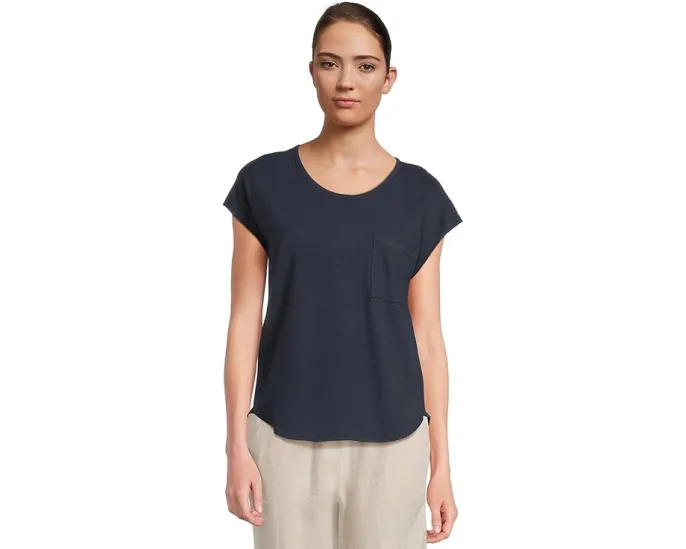 Футболка L.L.Bean Cotton Linen с круглым вырезом и нагрудным карманом