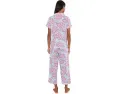 Short Sleeve Notch Collar Cropped Pants PJ Set