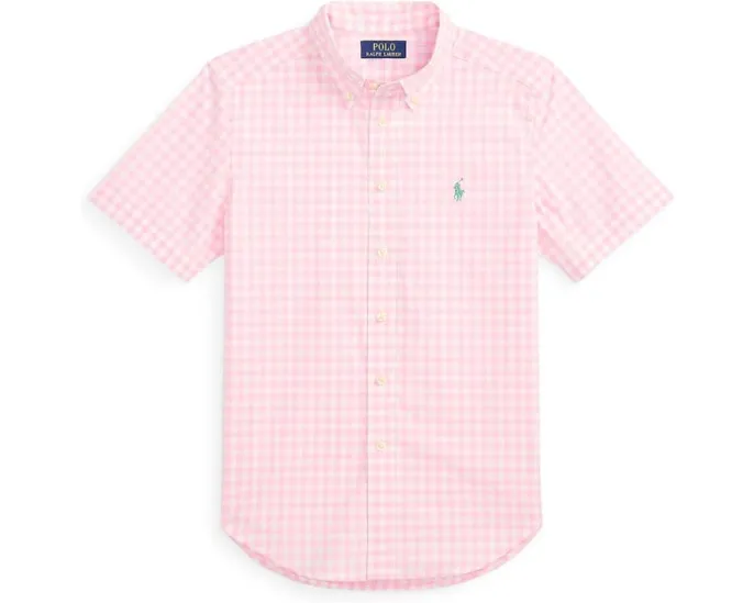 Рубашка Polo Ralph Lauren Kids в полоску из хлопкового поплина с вышитым пони