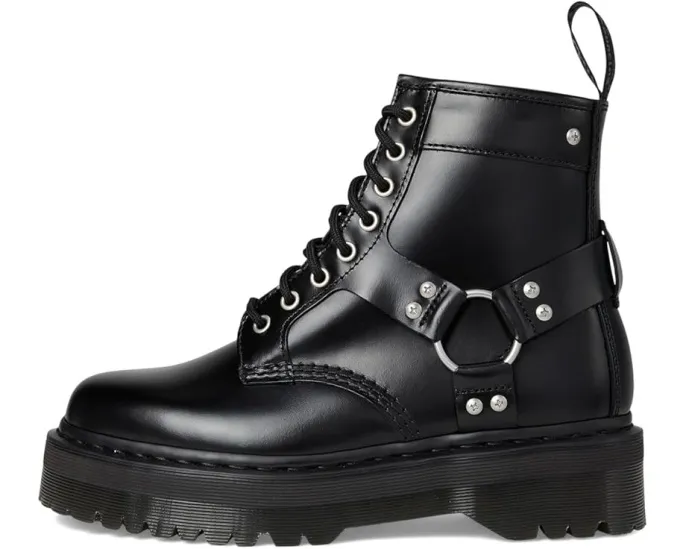 Ботинки Dr. Martens 1460 Quad Harness с 8 люверсами из глянцевой кожи и контрастной фурнитурой