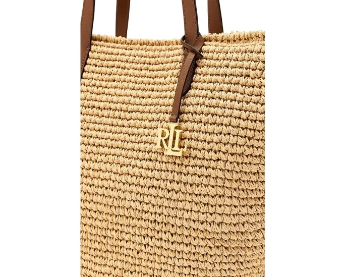 Большая сумка-тоут Lauren Ralph Lauren Lainey из крученой соломки с кожаными деталями