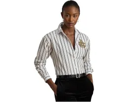 Рубашка Lauren Ralph Lauren Petite в полоску из хлопка расслабленного кроя