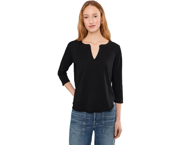 Футболка Mod-o-doc с рукавом 3/4 и разрезным воротником в стиле мандарин