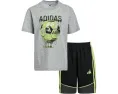Детский комплект adidas Kids Heather Colorblock с футболкой и шортами в футбольной тематике