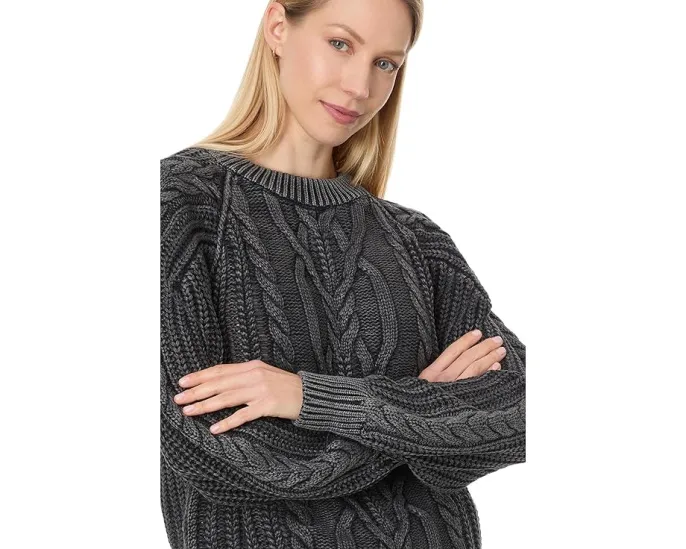 Свитер Free People Frankie Cable с рельефным узором и округлым вырезом