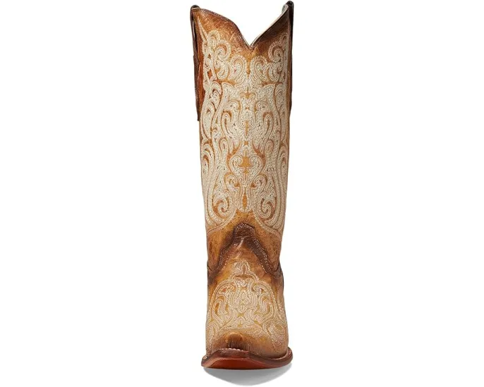 Сапоги Corral C4144 до середины икры с вышивкой и кубинским каблуком