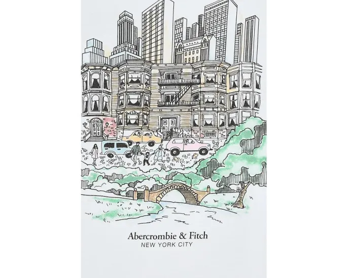 Футболка NYC Sketch Tee для детей от abercrombie kids с рисунком Нью-Йорка