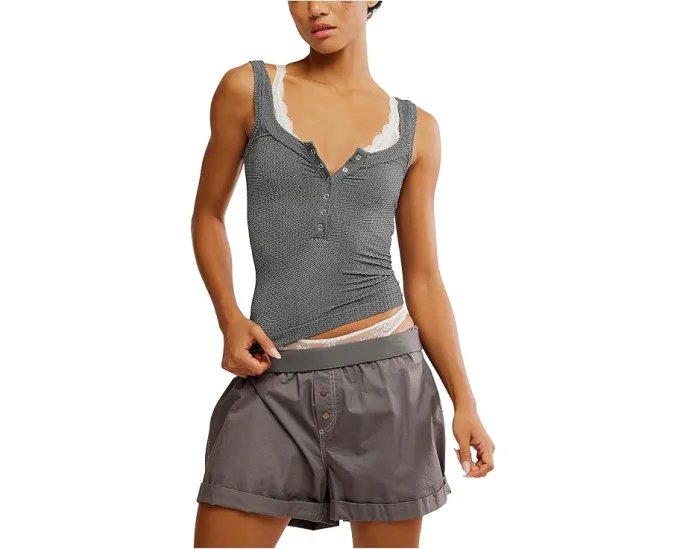 Топ Free People Clean Slate Henley без рукавов с планкой на пуговицах