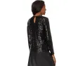 Топ CeCe Long Slv Sequin Crew Neck Rich Black с длинным рукавом
