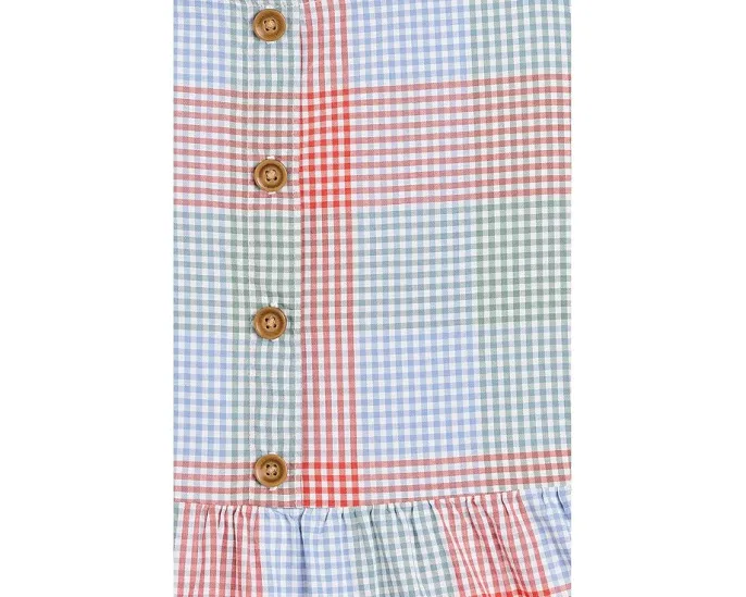 Платье Janie and Jack в разноцветную клетку с бантами на бретелях