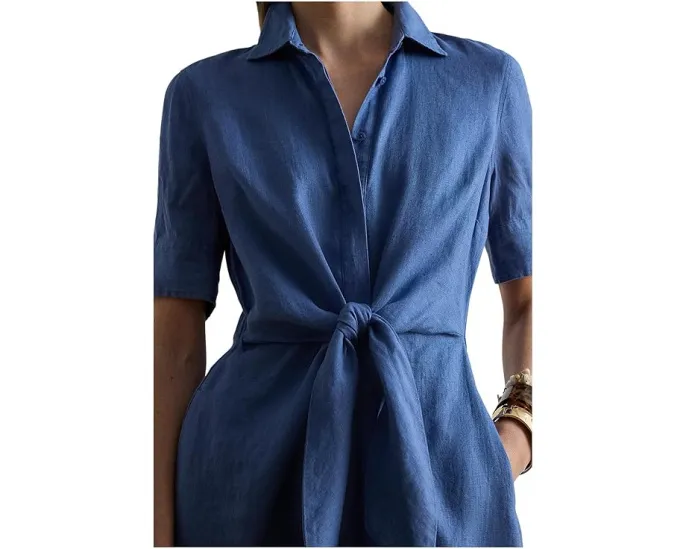 Платье-рубашка из льна с запахом Lauren Ralph Lauren