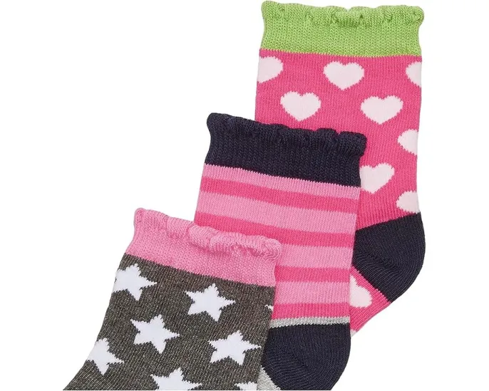 Little Girls' Dots/Hearts/Stripes Fashion Crew Socks 6 Pairs Pack