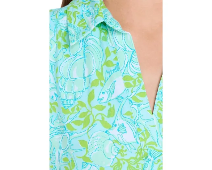 Lilly Pulitzer короткое платье Dune с защитой UPF 50 и отложным воротником