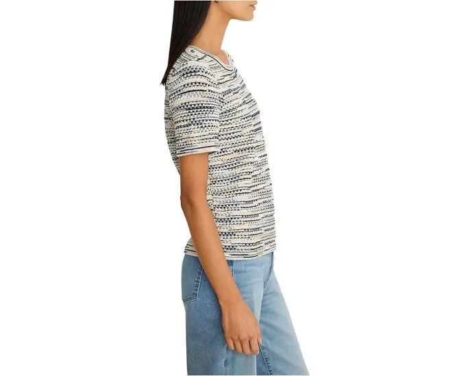 Укороченная футболка NIC+ZOE Petite с фактурной вязкой и рисунком спейсдай