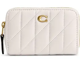 Маленький кардхолдер COACH с объемной стежкой и застежкой-молнией