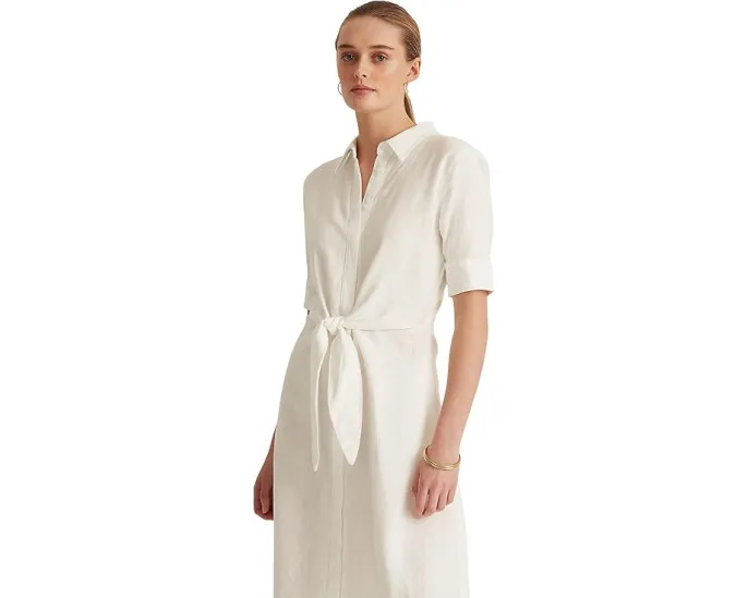 Платье-рубашка Lauren Ralph Lauren из льна с поясом
