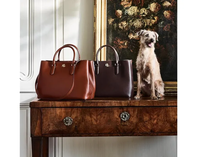 Lauren Ralph Lauren Большая кожаная сумка Marcy с отделением на зажиме и несколькими карманами