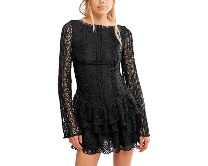 Мини-платье Tabby Lace от Free People из кружева с ярусной юбкой