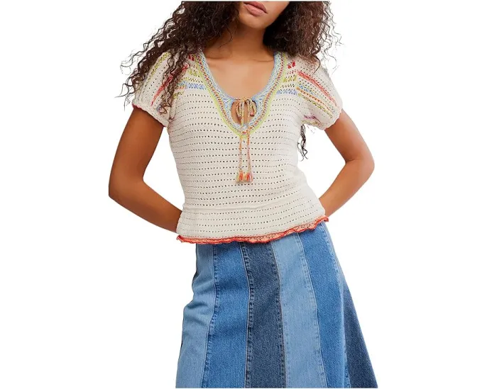 Free People Свитер Friendship с вязаным узором и завязками