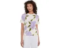 Кофта CeCe с коротким рукавом и цветочным узором гортензии