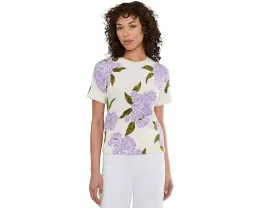 Кофта CeCe с коротким рукавом и цветочным узором гортензии