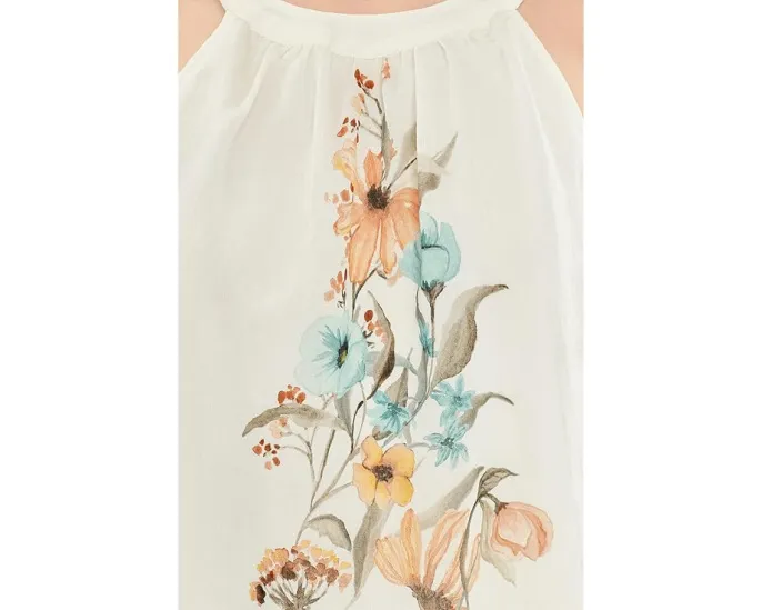 Блуза Vince Camuto без рукавов с высоким воротником и цветочным принтом