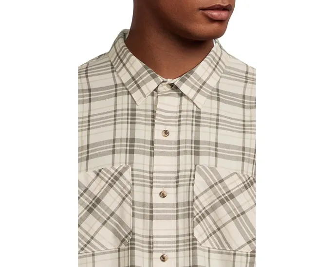 Сорочка TravisMathew Cloud Flannel Plaid в клетку с длинными рукавами и накладными карманами