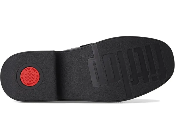Лоферы FitFlop F-Luma на скрытом клине с пряжкой из гладкой кожи