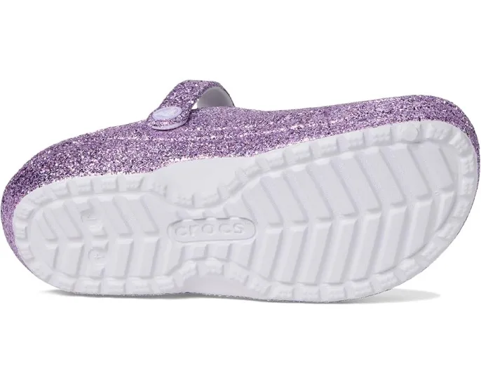 Блестящие кроксы Crocs Classic с подкладкой для детей на заднем ремешке
