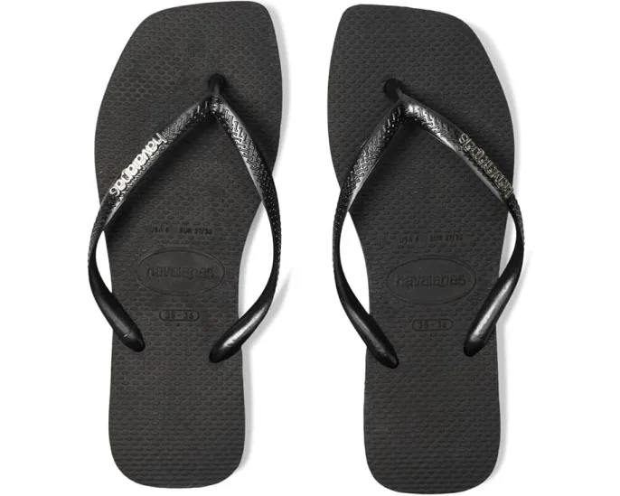 Шлепанцы Havaianas Slim Square Logo Metallic с узким ремешком