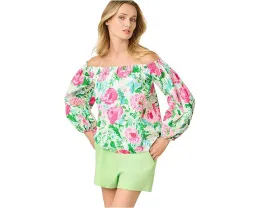 Топ с открытыми плечами Lilly Pulitzer Siloe с длинными рукавами на манжетах