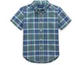 Polo Ralph Lauren рубашка Plaid Cotton Oxford хлопковая с коротким рукавом синяя
