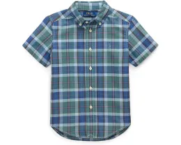 Polo Ralph Lauren рубашка Plaid Cotton Oxford хлопковая с коротким рукавом синяя