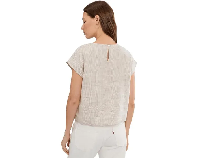 Топ Eileen Fisher Petite Striped с круглым вырезом из органического льна