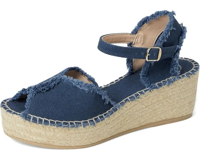 Сандалии Toni Pons Isaura из хлопка с бахромой на клиновидном каблуке