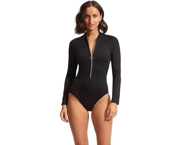 Гидрокостюм Seafolly Collective с застежкой-молнией спереди и длинными рукавами