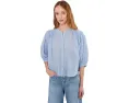 Блузка Madewell Shirred Crewneck с короткими рукавами и застежкой на пуговицах